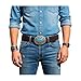 Men Western Fashion Belt Buckle Silver Metal Ethnic Cowboy Turquoise Blue Native Style