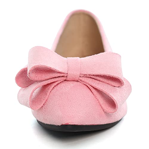 Image of WENJIAZHIZHI Square Toe Bow Ballet Slip-On | Classic Suede Finish,Chic Bow Detail,Effortless Everyday Style,Wedding Party Office,Plus Size Available