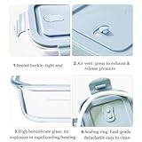 Glass Food Storage Containers with Lids(Set of 3-1040ml, 640ml, 340ml), Airtight Leakproof Meal Prep & Lunch Boxes, Freezer & Oven Safe, Snap Lock for Pantry Organization, Dishwasher Friendly - Image 3