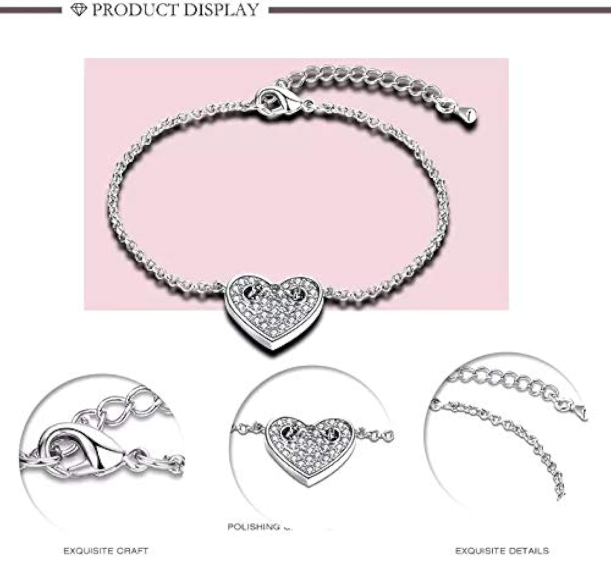 Crystal Heart Charm Bracelet
