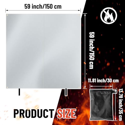Image of Fireproof Lithium Battery Cover for E-Bike & E-Scooter Fire Suppression Blanket for Battery Storage Charging Protection, Heat Resistant Safety Cover for Garage Home Emergency(59 x 59 Inch)