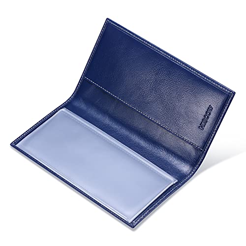 Image of HISCOW Minimalist Checkbook Cover - Full Grain Leather, Antiqued Blue, One Size, Minimalist