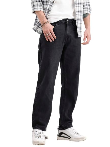 Image of WROGN Men's 100% Cotton Jeans | Solid | Anti Fit