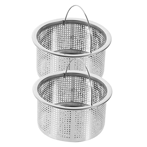 DIYEAH 2 Piezas Cesta De Filtro De Fregadero De Cocina Colador De Drenaje Del Fregadero Colador De Cocina Filtrar Pequeño Hundir Pantalla Escurreplatos Malla Plata Acero Inoxidable 304
