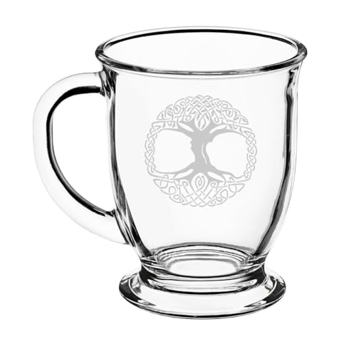 16oz Glass Coffee Mug Tea Glass Gift Celtic Tree Of Life Irish