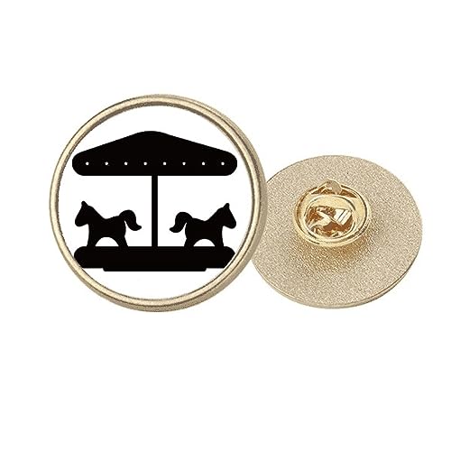 Broche carrousel en métal doré et noir de style haute couture chic