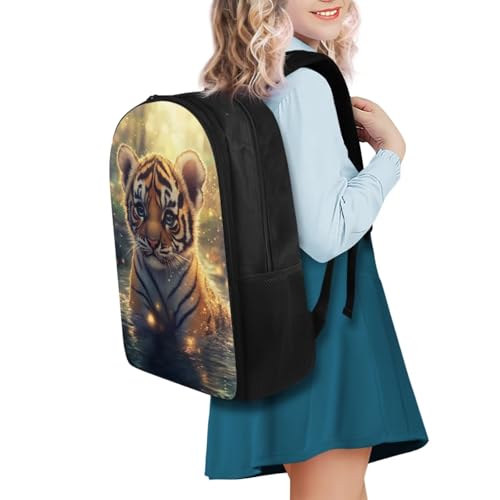 Cute Tiger Backpack for Girls Boys Backpack with Lunch Box Water Bottle Bag and Soft Pencil Pouch 4 PCS 17 inch Large Bookbag with Compartments Lightweight Elementary School Bag for Kids2