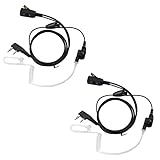 Coodio KHS9 Kenwood 2 Way Radio Earpiece 2 Pin VOX/PTT Surveillance Security Headset Bodyguard [Covert Acoustic Tube] Microphone for 2-Pin Kenwood Jack Handheld Walkie Talkie Two Way Radio - Pair