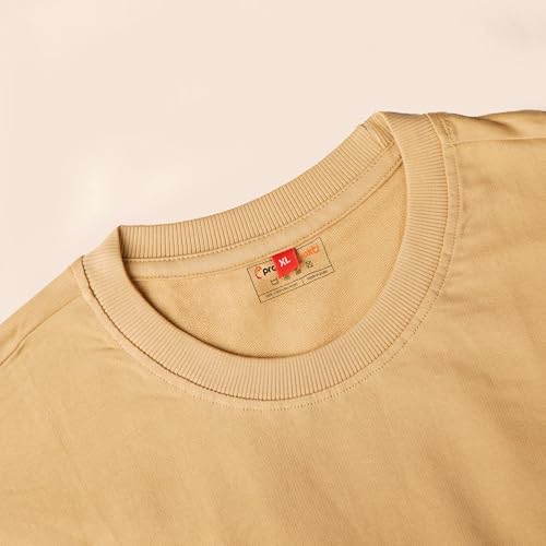 Image of Prabhubhakti Men's Oversized Shri Ram Printed Beige T-Shirt | Print Drop Shoulder Pure Cotton Oversized Tshirt for Men