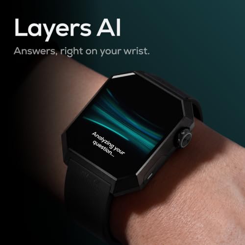 Image of Layers Anarc 2 Smartwatch | 1.85 AMOLED 60Hz Display | Built-in GPS | AI Watch Faces & Assistant | BT Calling | Auto Brightness | Heart Rate + Sleep Monitor Smartwatch, Alluminium Body (Black)