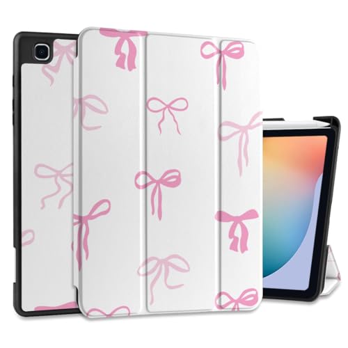 DONGKE Case for Samsung Galaxy Tab S6 Lite 10.4 Inch 2024/2022/2020, Trifold Stand + S Pen Holder + Auto Wake/Sleep + Soft TPU Protective Stand Back Cover, Pink Bows