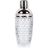 FayuuGem Cocktail Shaker - 13oz Glass Martini Shaker, Clear Mixer Drink Shakers for Bars & Whiskey Cocktails - (Silver)
