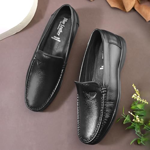 Image of Blue Leather By Centrino mens 4075 Blue Leather Men's Formal Shoes | Genuine Leather Upper with Cushioned Footbed | Sleek & Stylish Design for Office & Formal Wear Slip-On design | Durable Anti-Skid Sole