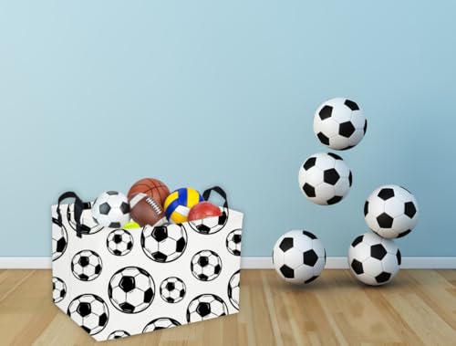 Image of Essme Rectangular Soccer Basket Kids Storage Box,Boys Storage Bins Organizer with Handles for Room Decor, Kids Basket,Shelf Basket.(Soccers)