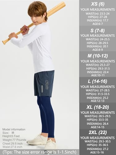 Image of DEVOROPA Boys Leggings Youth Compression Pants Sports Tights Basketball Football Baseball Soccer Baselayer Slim /Regular /Husky