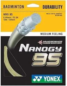Yonex Nanogy Raquete de badminton 95 (0,69 mm/22 GA. 10 m/33 pés) (ouro cósmico)