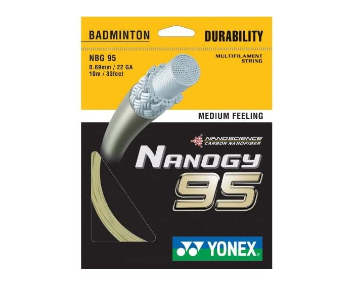 Cordes de badminton Yonex Nanogy 95 or cosmique de 0,69 mm pour cordage de raquette