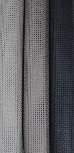 Image of KCS 3 pc of 15 inch x 18 inch(38cmx45cm) 11 Count Cross Stitch Cotton Aida Cloth Needlework Rolled Fabric Box,11CT,Medium Grey+Dark Grey+Black