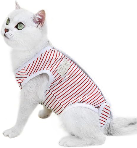 Maiitmor 猫 犬 術後服 術後カバー服 傷口保護 避妊術後ケア 術後ウェア 介護服 通気性 ピンク衣服 ナーシング・ガーメント 皮膚保護具 滅菌創傷保護具 傷を舐める 傷防止手術着 男の子 女の子 兼用 (M)