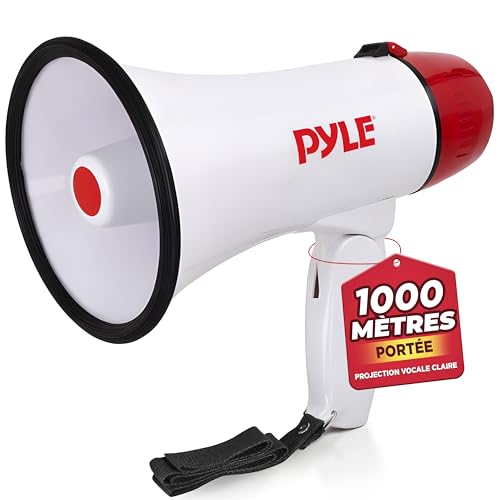 Pyle Mégaphone 20W - Mégaphone Portable, Portée de Projection Jusqu'à 365 Mètres Carrés, Mode Parole et Alerte Sirène, Bandoulière, Fonctionne sur Batterie...