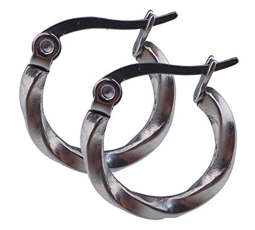 aBALENT(アバレント) 両耳セット フープピアス メンズ ステンレス ツイスト ピアス フープピアス フープ ピアス ブラック ゴールド シルバー メンズ ピアス シンプル 黒 金 銀 金属アレルギー対応 直径15mm 両耳セット (シルバー)