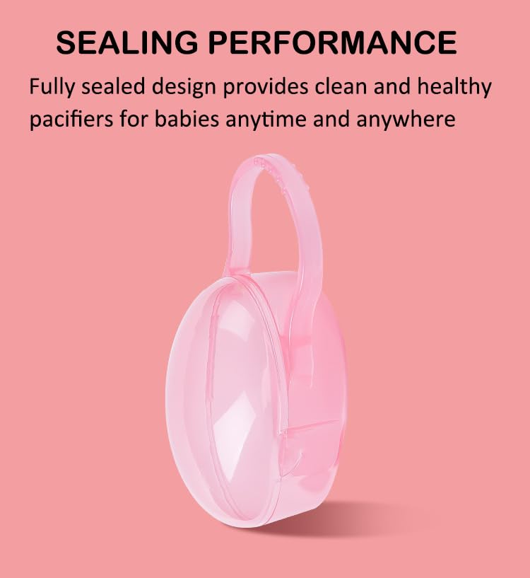 Image of AKOAK Pacifier Box, Travel Universal Pacifier Box with Handle, is Very Useful for Mothers - A Great BPA-Free Tool for Storing Pacifiers, Pack of 2 (Pink)