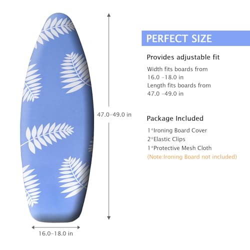 Image of SheeChung Ironing Board Cover and Pad for Extra Wide 18 inch x 49 inch Ironing Boards,Premium Heavy Duty 3-Layer Silicone Coated Cover with 2mm Foam and 4mm Felt,Resists Scorching and Staining