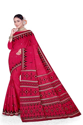Image of TAMAIRA FASHION Mulmul Pure Cotton Saree For Woman Sambalpuri Printed |Office Wear Daily Wear Sarees For Women Without Blouse Piece (Available in 10 Colours)