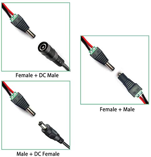 GTIWUNG 10 paar mannelijke en vrouwelijke DC Power Pigtail 22 AWG 5A kabel geüpgraded met Terminal Jack Socket 2.1mm 5.5mm Connectoren voor Home Security Surveillance Camera en Party Verlichting GTIWUNG 10 paar mannelijke en vrouwelijke DC Power Pigtail 22 AWG 5A kabel geüpgraded met Terminal Jack Socket 2.1mm 5.5mm Connectoren voor Home Security Surveillance Camera en Party Verlichting