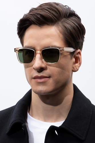 CARFIA Retro Acetate Polarized Sunglasses for Men UV Protection with Embossed Pattern Wire Core CA23012