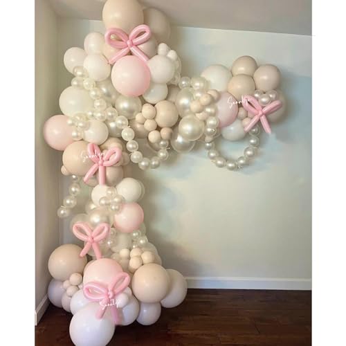 Soonlyn Bow Balloon Arch Kit Double Stuffed 13ft for Coquette Bir...