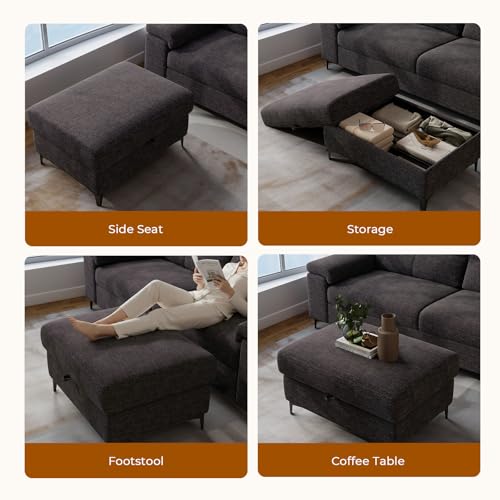 Image of Upvilla 35 inch Large Storage Ottoman for Living Room(Dark Dray)