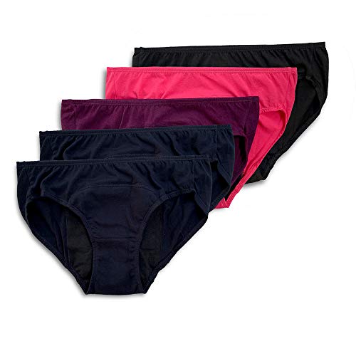 Adira Period Panties | Hipster Fit for Medium & Low Flow | Leakproof & Skin Friendly | Use with Pad | for School, Travel & Work | Patented | 5 Pack Adira Period Panties | Hipster Fit for Medium & Low Flow | Leakproof & Skin Friendly | Use with Pad | for School, Travel & Work | Patented | 5 Pack