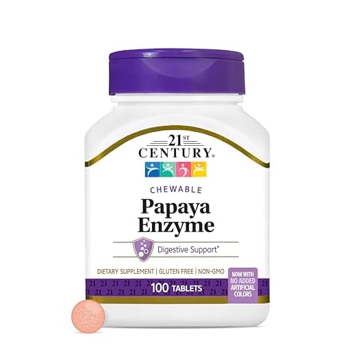 21st Century Papaya Enzyme Chewables for Digestion, Tropical, 100 Count