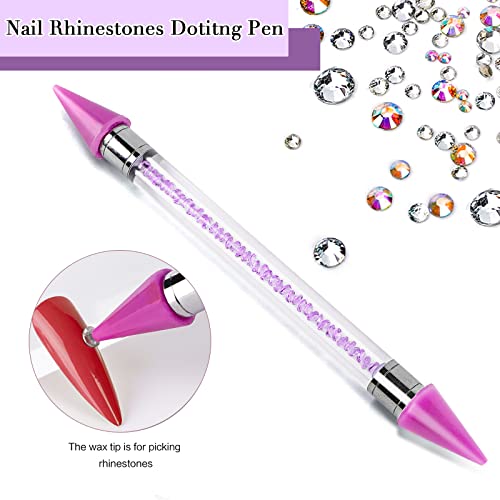 Canvalite 3348PCS Rhinestones Crystal AB Rhinestones for Nail with 5Pcs 3ml B7000 Jewelry Glue and Pick Up Tweezers and Nail Rhinestone Picker, Nail Art Tools,Stocking Stuffers Gifts for Women