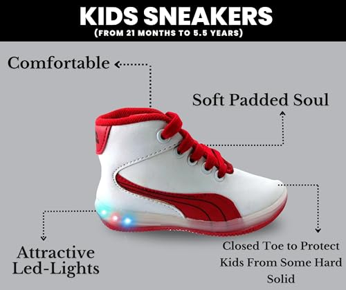 Image of LED Light Casual Trendy Sneakers, Unisex Lace Up Sports Summer Shoes