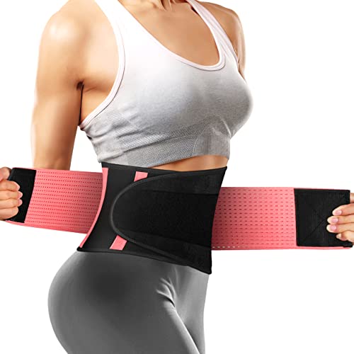 WOSTOO Mujer Cintura Entrenador, Fajas Reductoras Adelgazantes Mujer Fajas Reductoras Adelgazantes Faja Reductora Cinturón Lumbar Abdomen Adjustable Para Deporte Fitness - Rosa