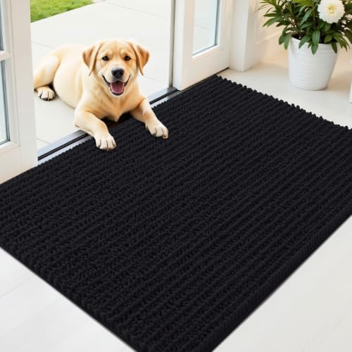 Image of OLANLY Dog Door Mat for Muddy Paws 44x32, Ultra-Absorbent Chenille Mud Mat