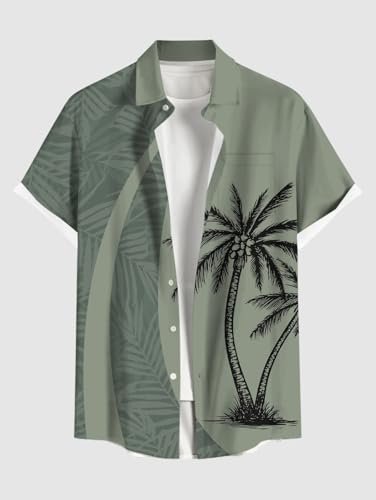 ROSE GAL Matchable Couple Hawaiian Coconut Tree Print Shirt or Plus Size Knee Length Fit and Flare Tank Dress3