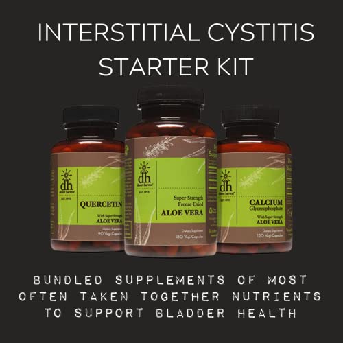Desert Harvest Bladder Health Starter Kit - Super Strength Aloe Vera Capsules + Calcium Glycerophosphate + Quercetin, Ic & Bladder Pain Syndrome Support #TOP1