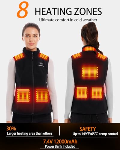 Heated Fleece Vest for Women with 7.4V 12000mAh Battery Pack - Lightweight Electric Heating4