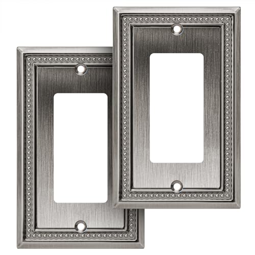 Image of Henne Bery Sunken Pearls Heavy Duty Decorative Wall Plate Switch Plate Outlet Cover (Single Decorator, 2 Pack, Heirloom Silver)