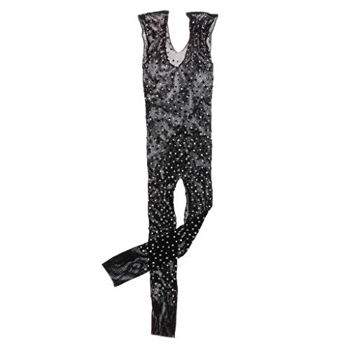 DYNWAVE Meia-calça masculina arrastão cristais, body gay, meia-calça, Preto, Sleeveless