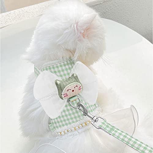 Cat Harness And Leash For Walking Escape Proof Cat Vest Harness Cute Soft Mesh Padded Kitten Harnesses Girl Princess Green Plaid Harness Adjustable Comfort Fit For Cats Puppy Small Dogs (Small, Green) #TOP2