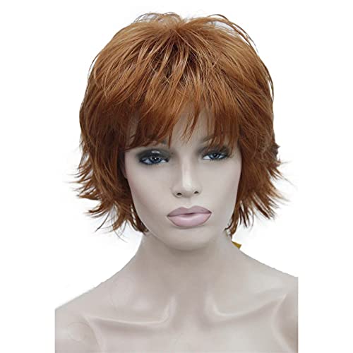 Wiginway Short Copper Red Layered Shaggy Wavy Wigs 100% Imported Premium Hair Heat Resistant Synthetic for Women 6 Inch