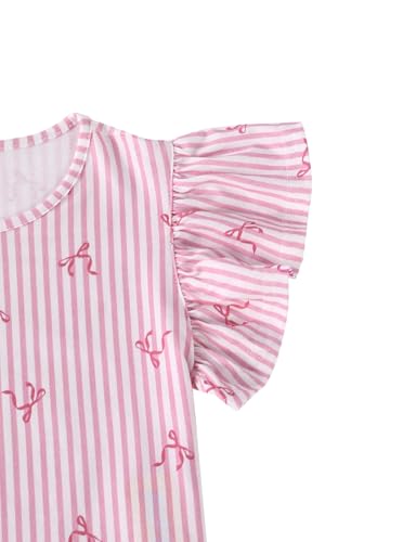 Image of Girls' Summer Shirts Cute Tops Ruffle Sleeve Crew Neck Casual Tees
