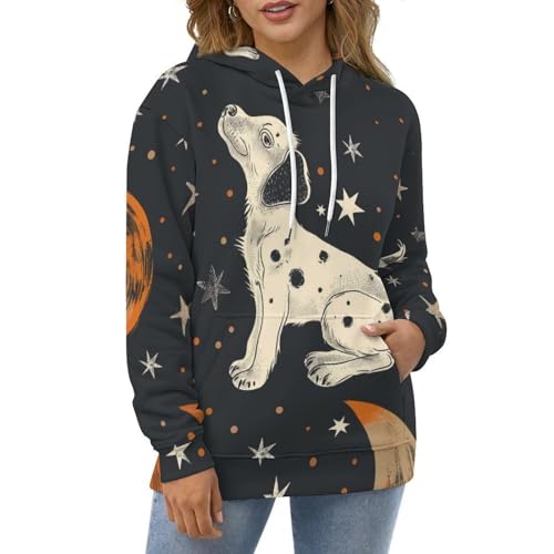 Chien étoile lune sweat à capuche imprimé graphique pullover S