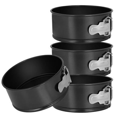 DUIBAOCHUN 4pcs 6 inch springform panspring form pan for cheesecake with a detachable bottomcake molds suitable for baking kitchensblack