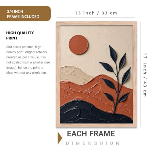 Image of kotart Boho Wall Art Home Decoration | Aesthetic Floral Paintings With Frame For Living Room Bed Room Hotel Wall Decor Digital Reprint (13x17 inch)