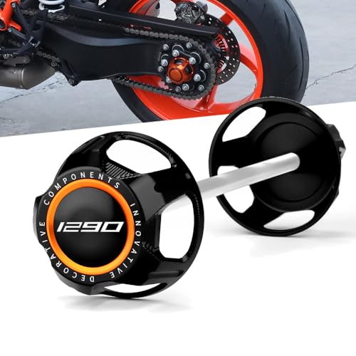 Modeer Für 1290 SUPER DUKE GT 2016~2024 1290 Super Duke R/EVO ~2023 Motorrad Sturzschutz Hinterrad Achse Gabel Crash Slider Guard Zubehör (Schwarz/Orange)